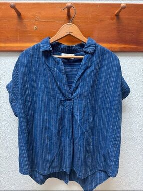 Madewell Blue Striped Short-Sleeve Tunic